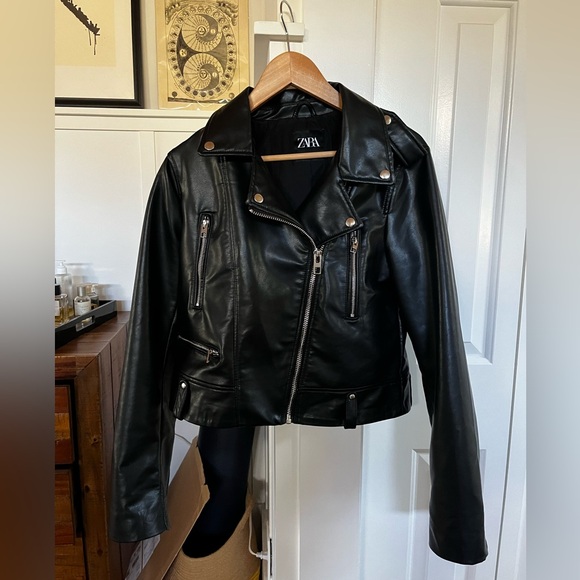 Zara Moto Jacket NWT Faux Leather - Picture 3 of 9